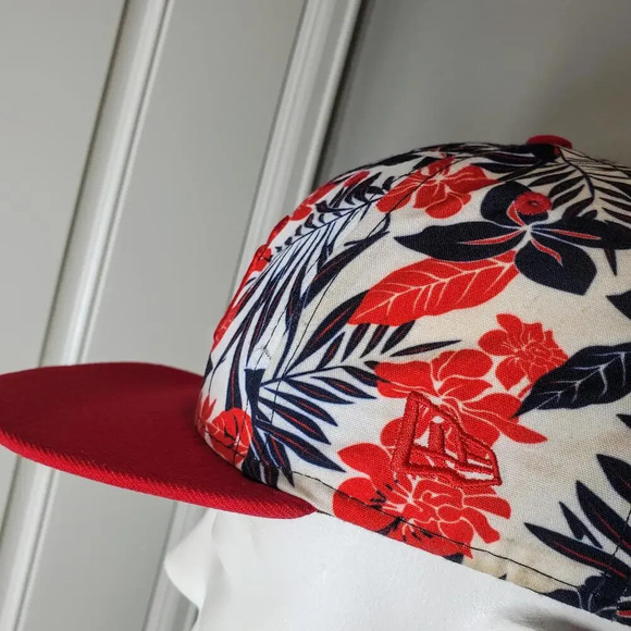 New Era MLB NY Yankees Snapback Hat OSFM Original Fit Adjustable Red Tropical - Picture 11 of 15